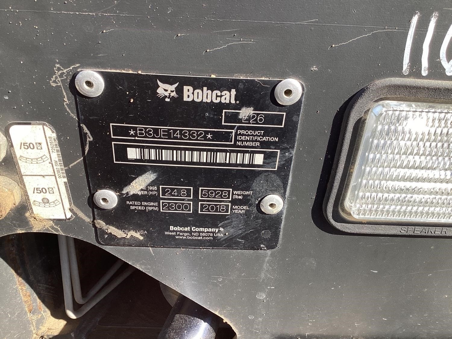 gallery 2018 Bobcat E26 Mini Excavator
