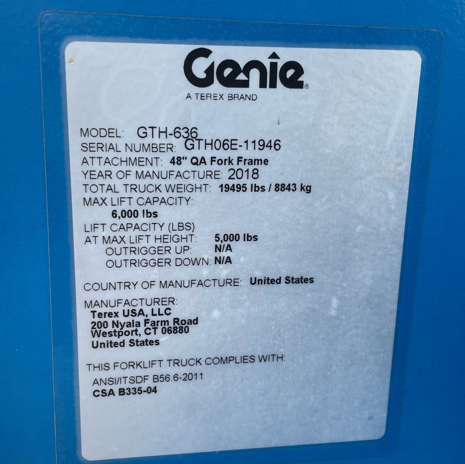 gallery 2018 Genie GTH-636 telehandler