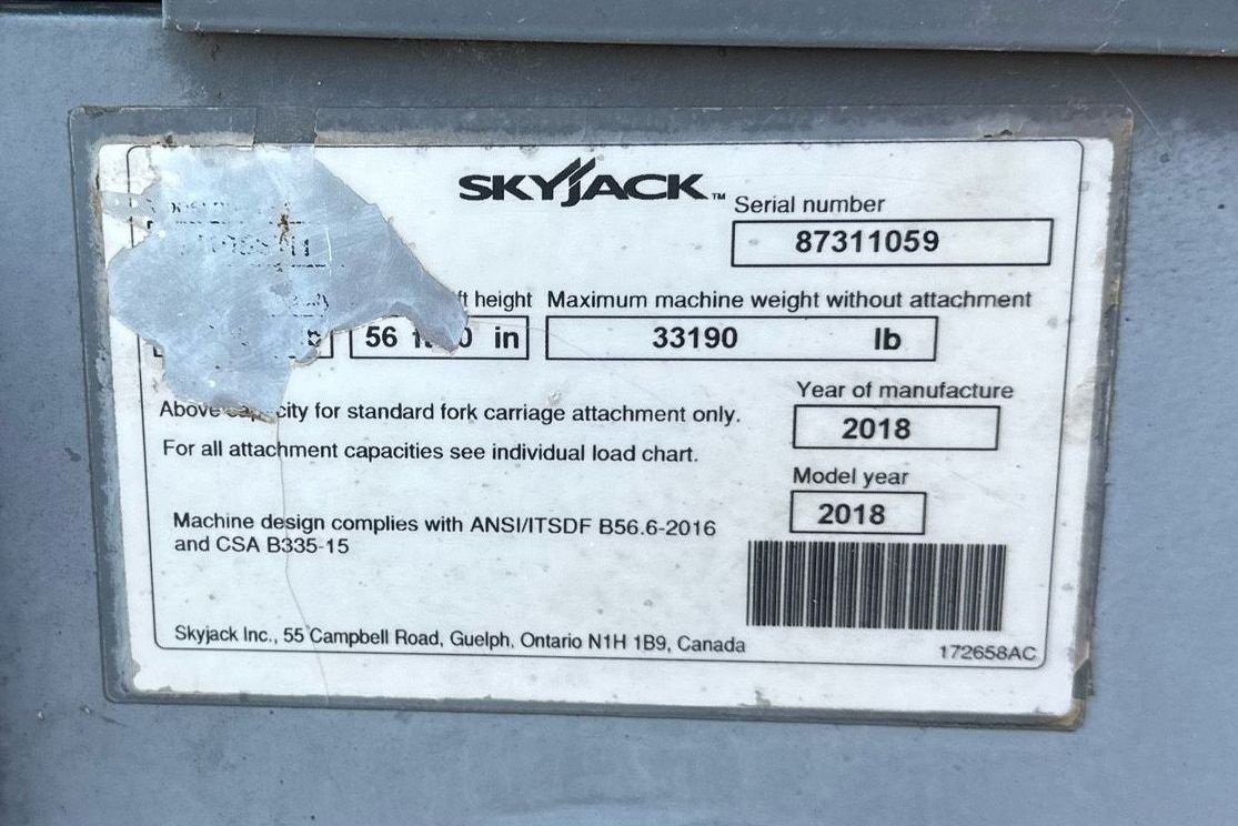 gallery 2018 Skyjack SJ1056 TH telehandler