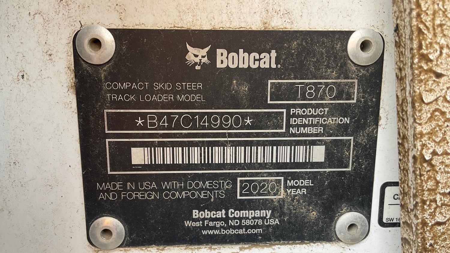gallery 2020 Bobcat T870 Track Loader
