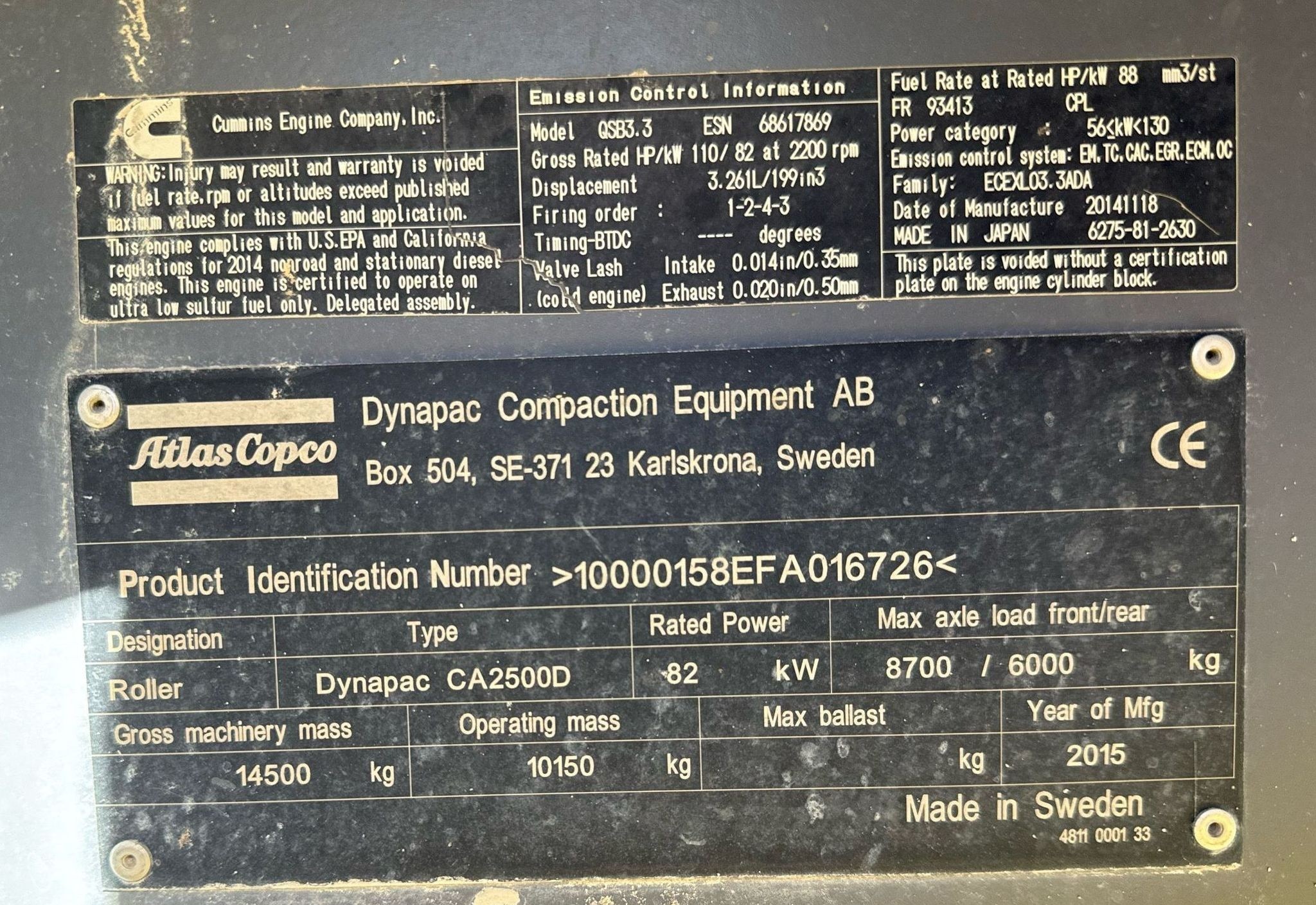 gallery 2015 Dynapac CA2500D Single Drum Vibratory Roller