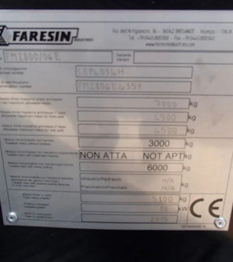 2015 FARESIN FH6.30E 4X4 TELEHANDLER