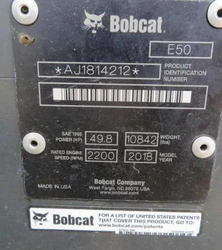 2018 Bobcat E50 T4 Compact Excavator