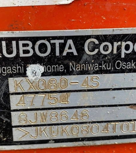2019 Kubota KX080-4SR3A mini excavator