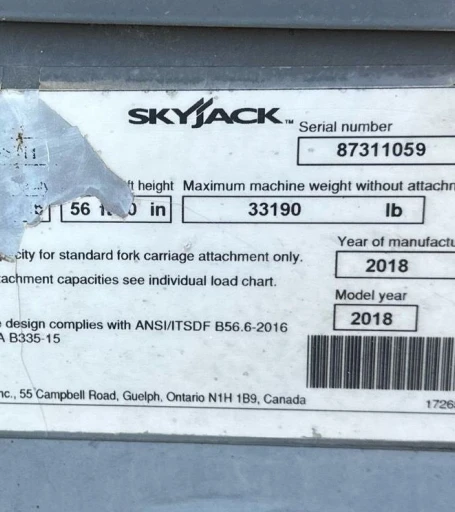 2018 Skyjack SJ1056 TH telehandler