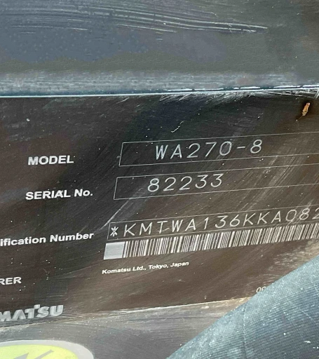 2019 Komatsu WA270-8 Wheel Loader