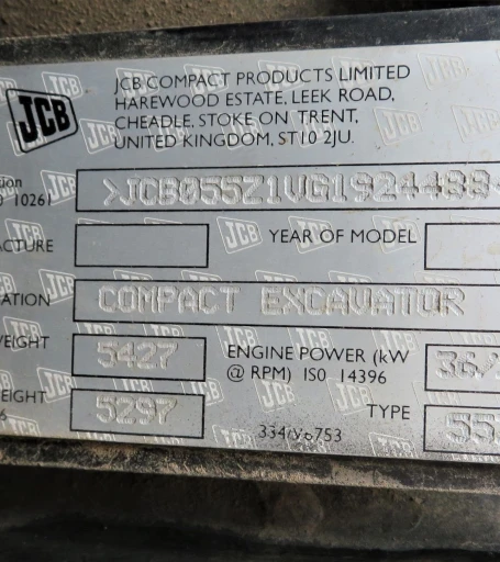 2016 JCB 55Z-1 mini excavator