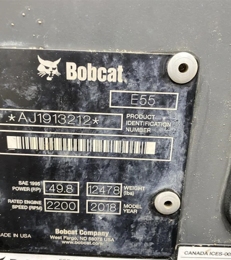 2018 BOBCAT E55 Mini Excavator