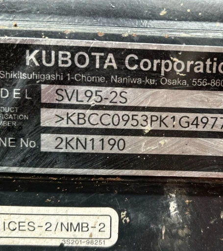 2020 Kubota SVL95-2S tracked skid steer loader