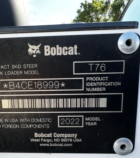 2022 Bobcat T76 tracked skid steer loader