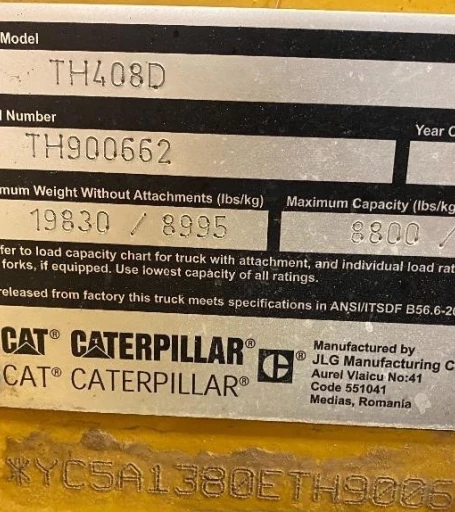 2019 Caterpillar TH408D 4x4x4 Handler