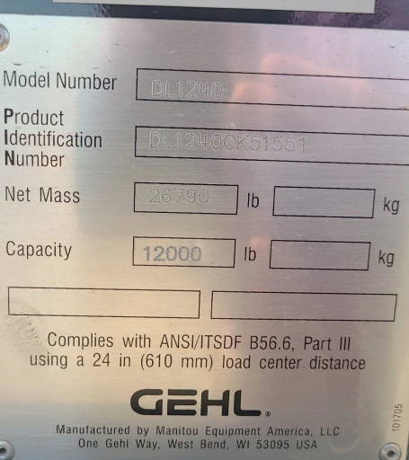 2018 Gehl DL1240 telehandler