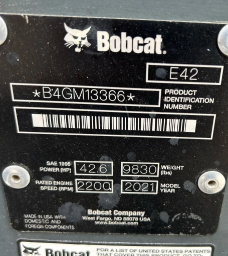 2021 Bobcat E42 R2 series mini excavator