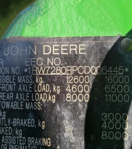 2012 John Deere 7280R MFWD Tractor