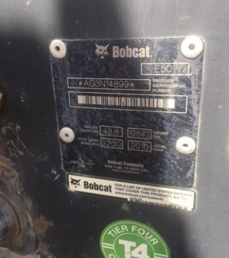 2016 BOBCAT E50 MINI EXCAVATOR