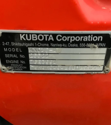 2016 Kubota KX040-4 Mini Excavator