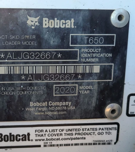 2020 Bobcat T650 tracked skid steer loader