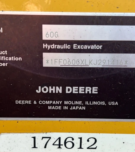 2019 John Deere 60G mini excavator