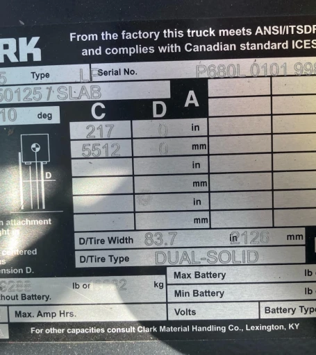 2020 Clark C75 2WD Forklift