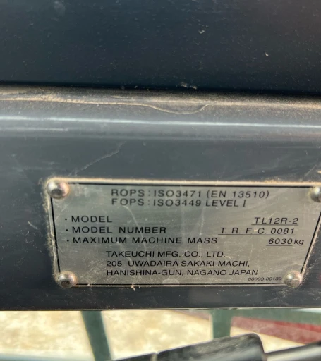 2020 Takeuchi TL12R2 tracked skid steer loader