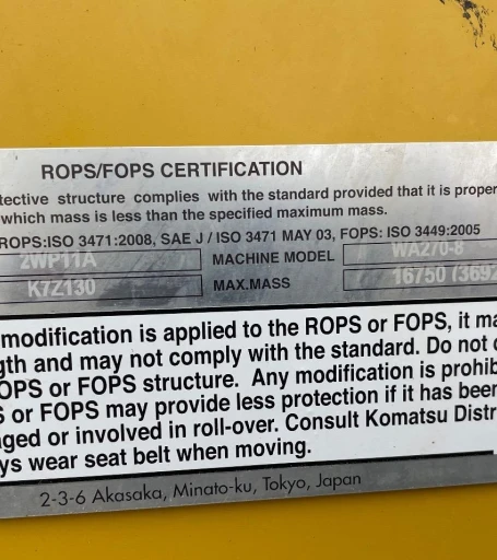 2018 Komatsu WA270-8 Wheel Loader