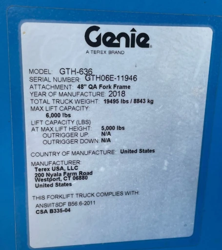 2018 Genie GTH-636 telehandler