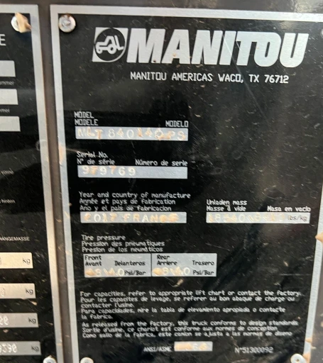 2017 Manitou MLT840 telehandler